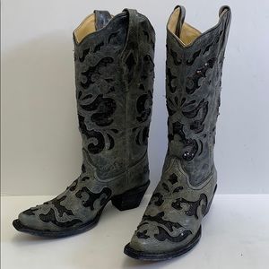 Corral snip toe boot with sequins